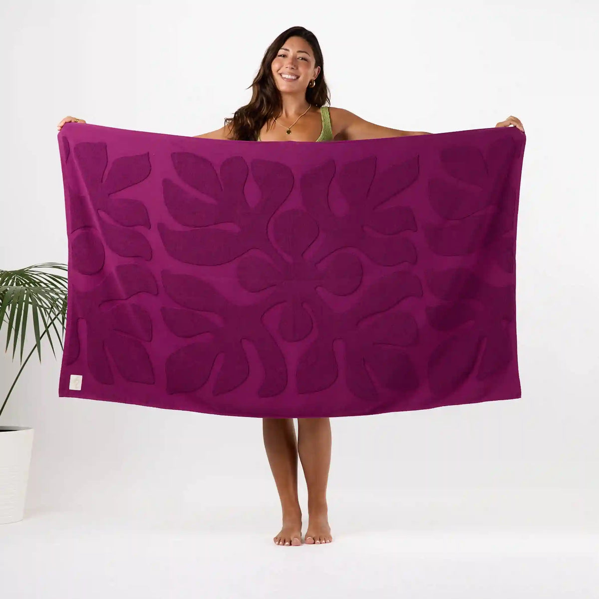 Applique Beach Towel in Plum Main image