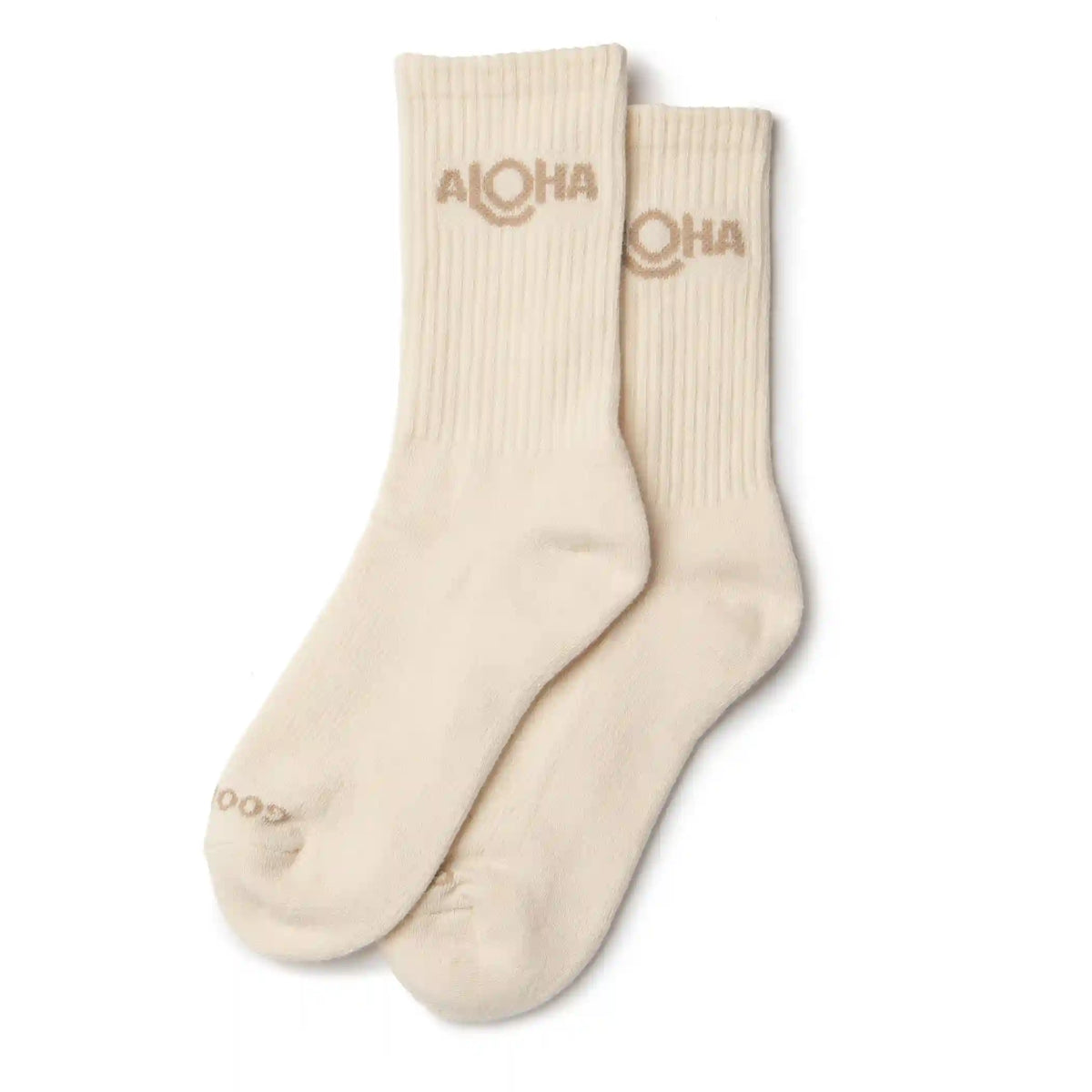 ALOHA Logo Crew Socks in Sandstone Main image