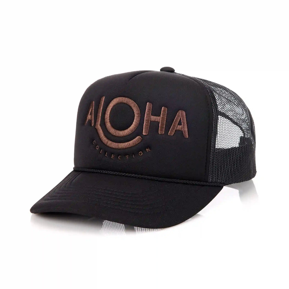 Foam Trucker Hat | ALOHA - Toffee on Black Main image