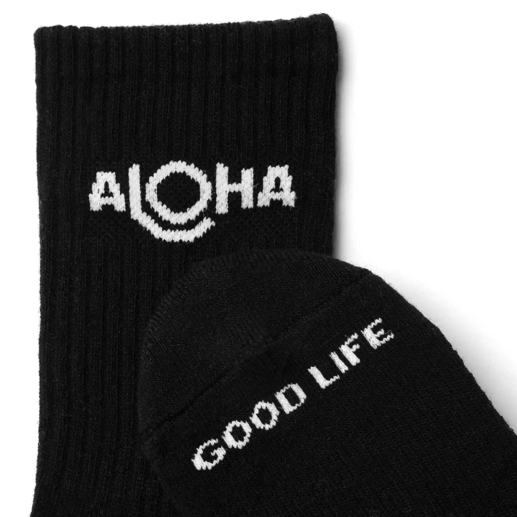 ALOHA Logo Crew Socks in Black Secondary image