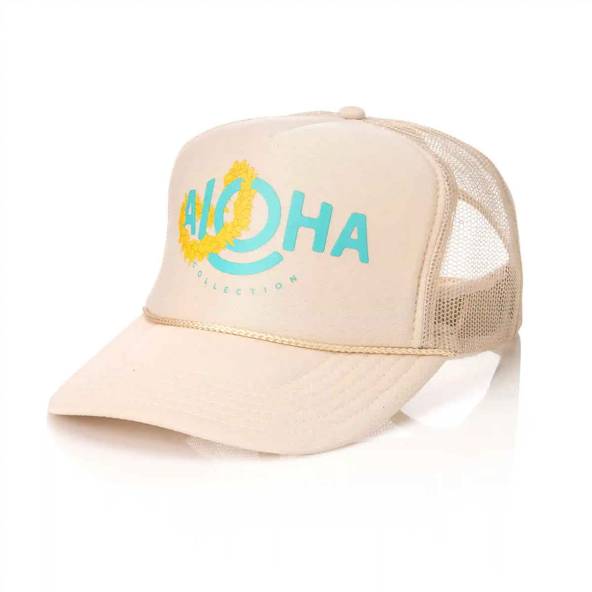 Lei ALOHA Foam Trucker Hat in Sandstone Main image