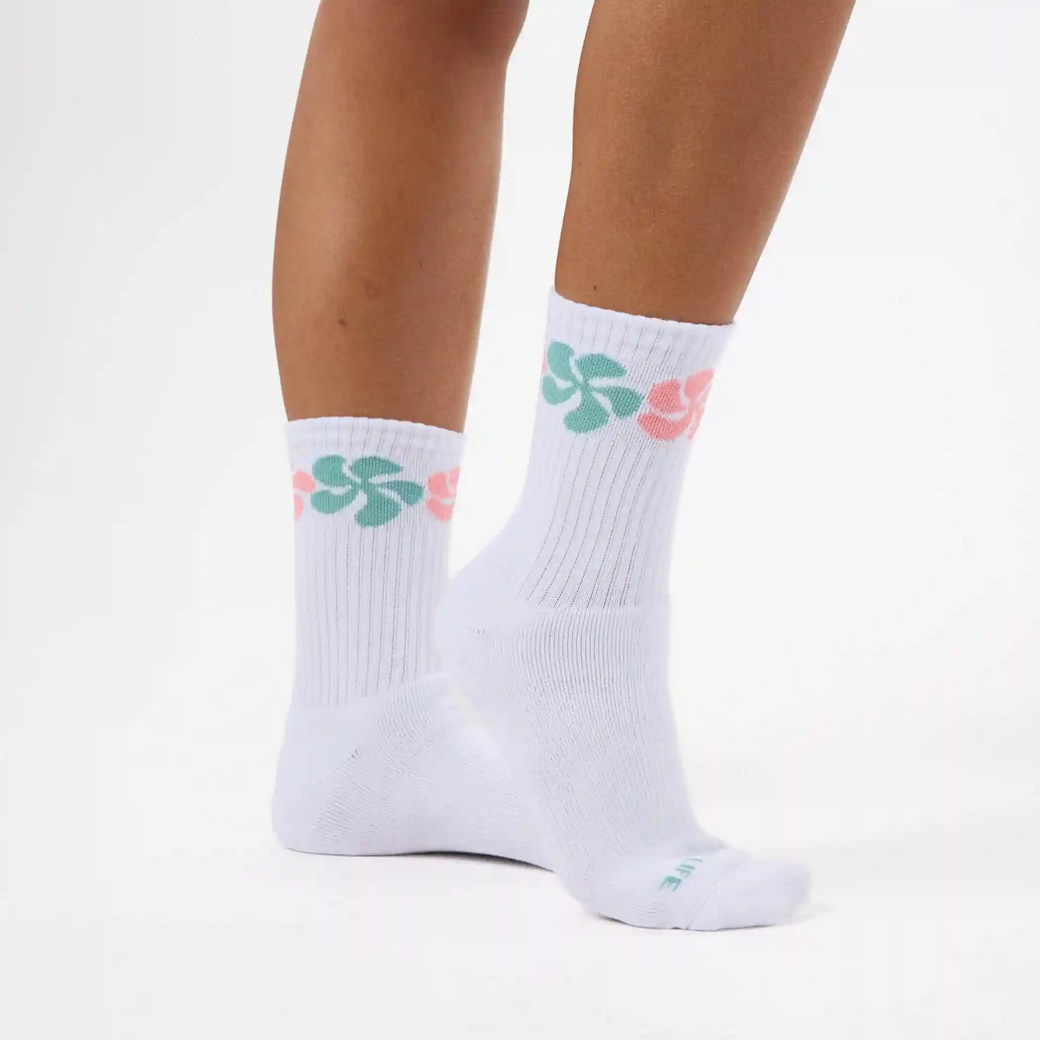 Funky Plumeria Crew Socks in Dry Reef Secondary image