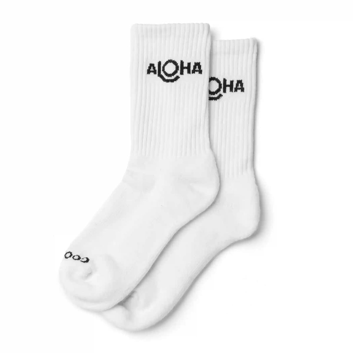 ALOHA Logo Crew Socks in White Main image