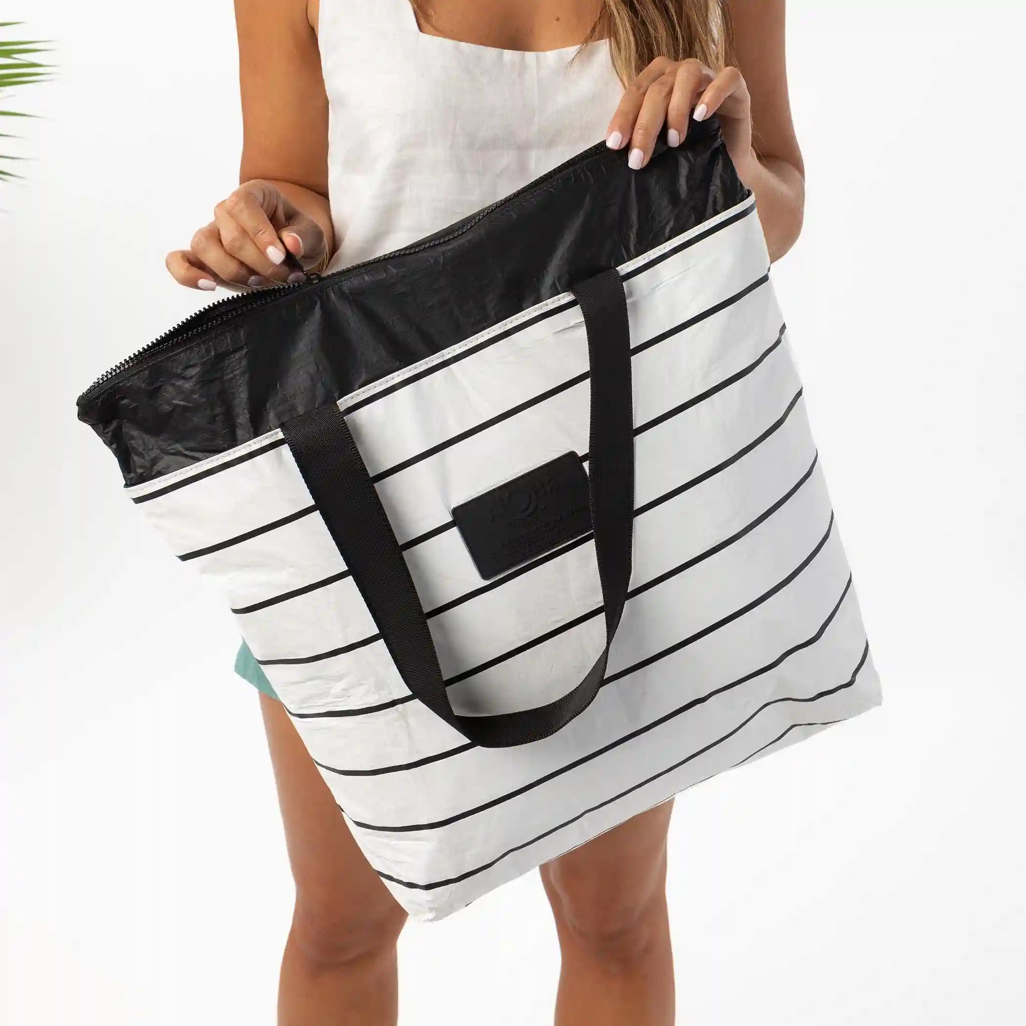 Pinstripe Day Tripper in Black on White Secondary image