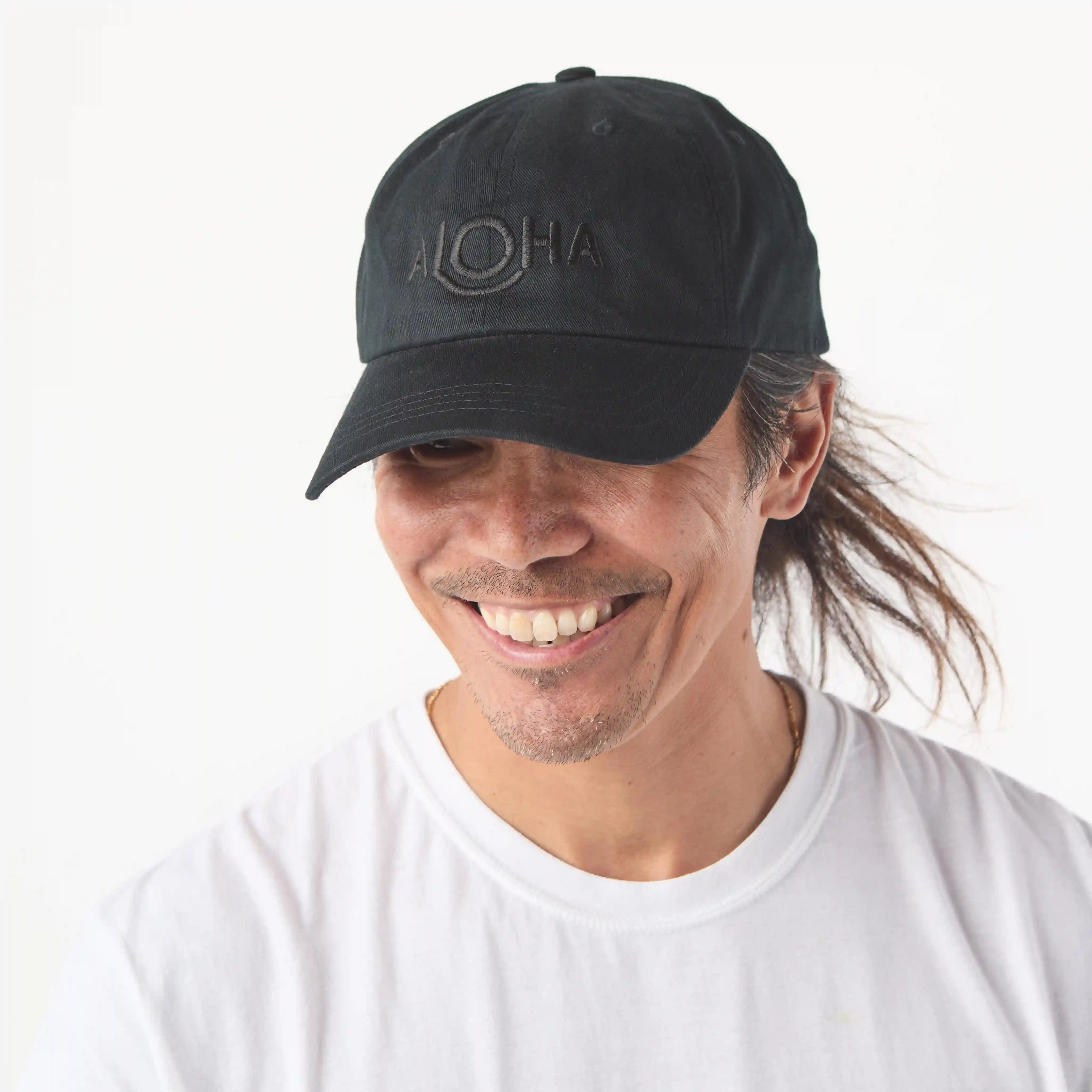 ALOHA Logo Dad Hat in Black Secondary image