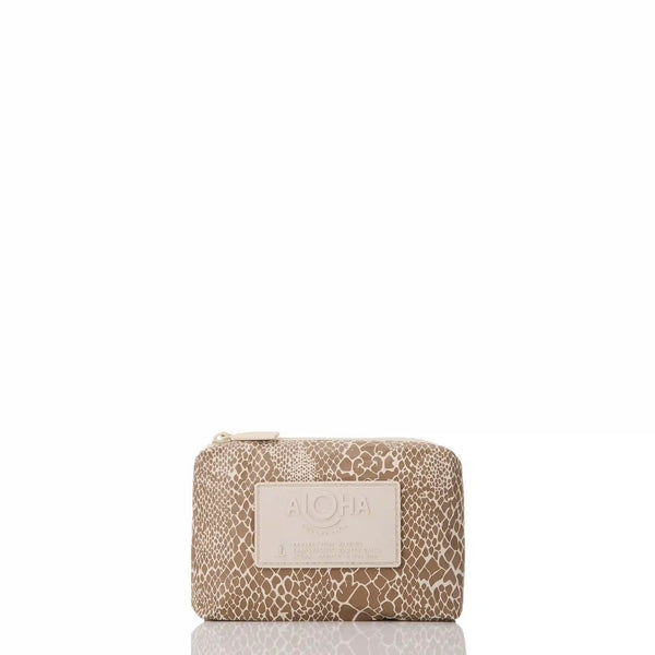 Python Mini Pouch in Cocoa on Sandstone