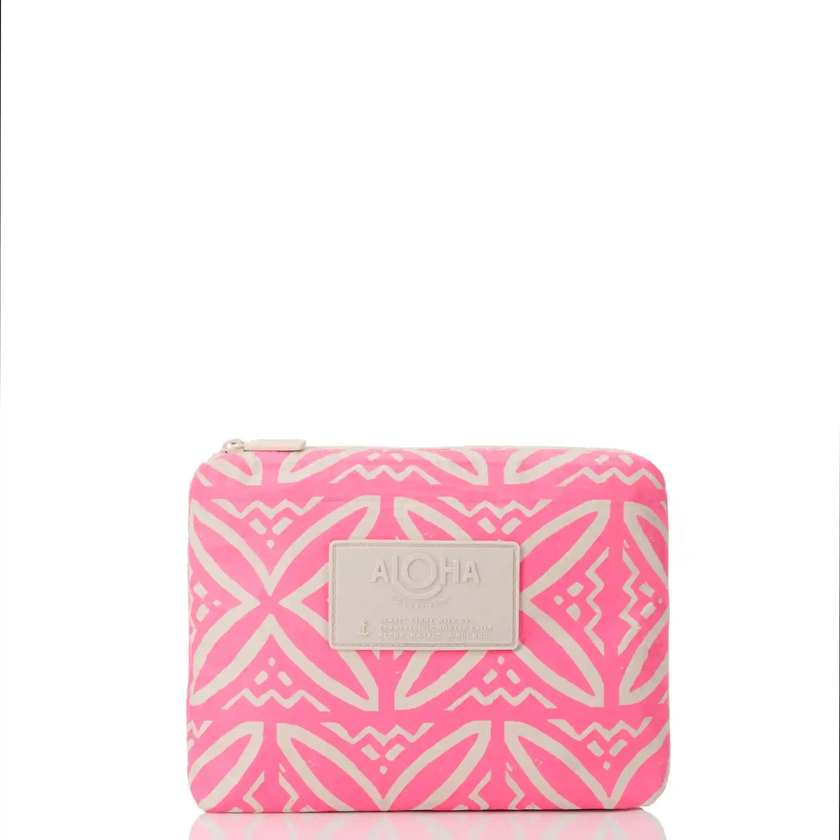 Pasifika Small Pouch in Neon Pink on Sandstone Main image