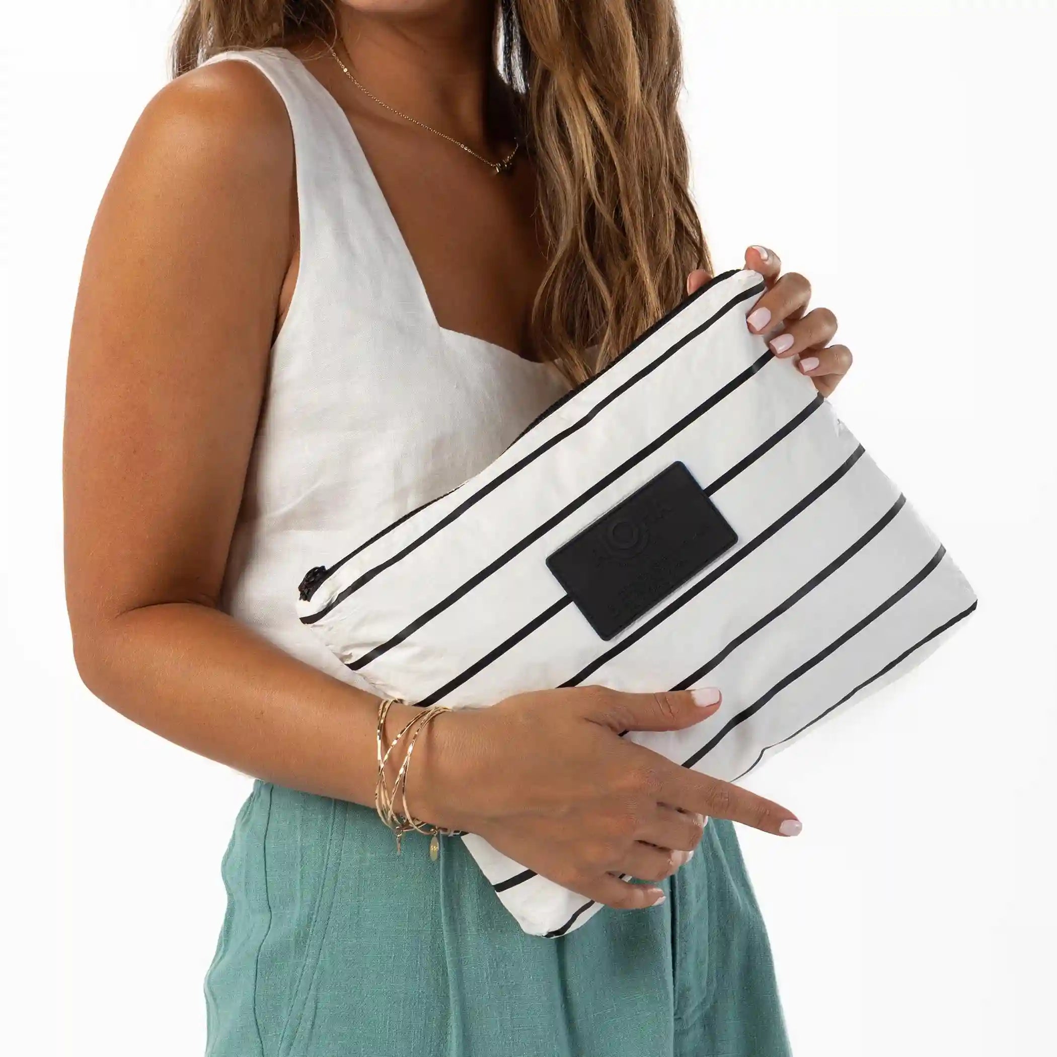 Mid Pouch | Pinstripe - Black on White Secondary image