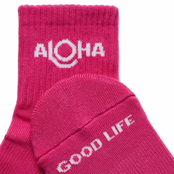 ALOHA Hana Hou Shortie Socks in Neon Pink