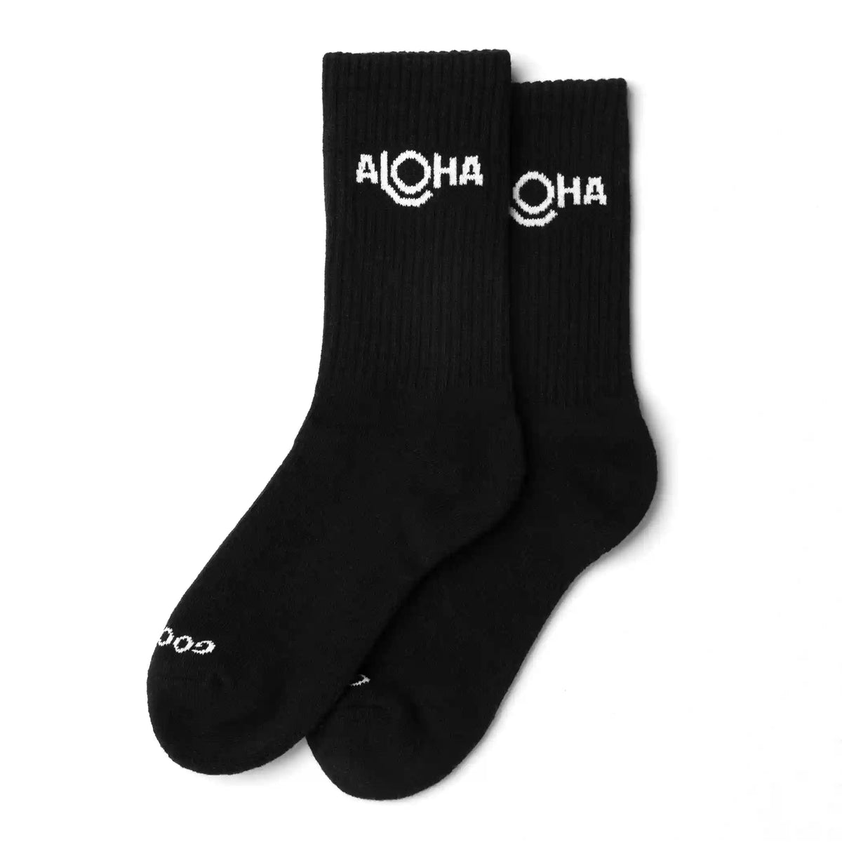 ALOHA Logo Crew Socks in Black Main image