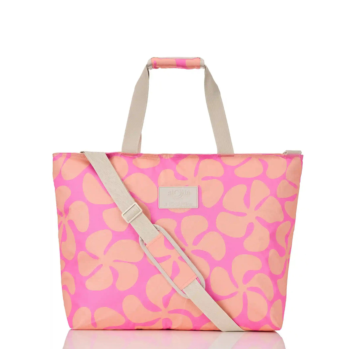 Funky Plumeria Cooler Tote in Neon Pink Main image