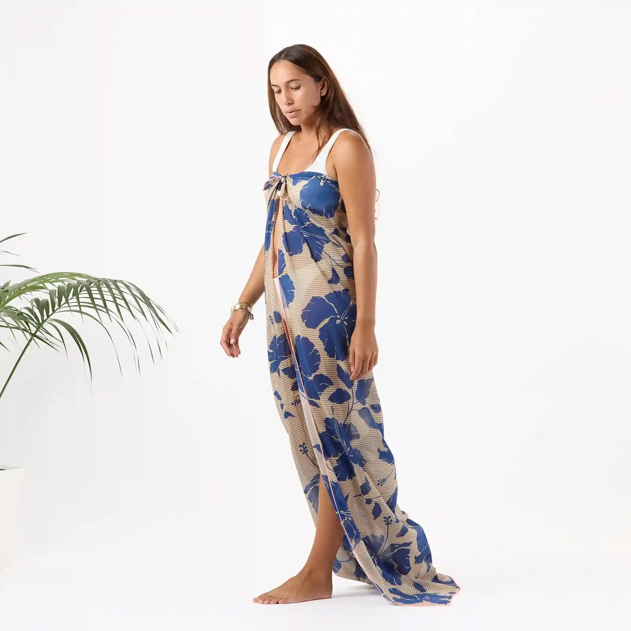 Salina Tiny Stripe Pareo in Navy Secondary image